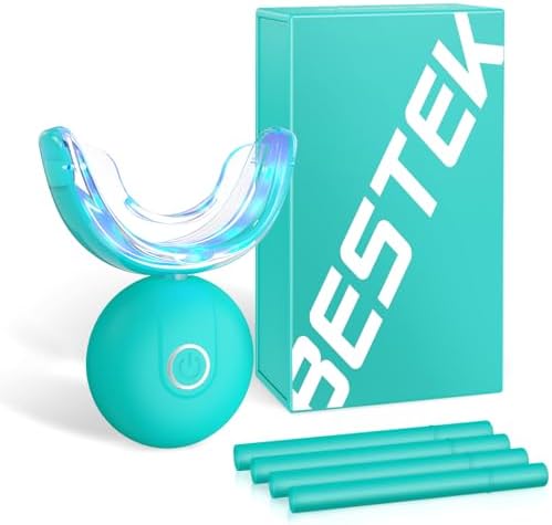 BESTEK Teeth Whitening Kit - 32X LED Teeth Whitening Light, 10 Min Fast Teeth Whitener with 4 Tubes of 35% Carbamide Peroxide Teeth Whitening Gel for Remove Coffee Wine Tobacco Teeth Stains - Blue
