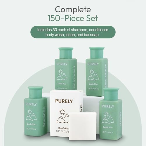 150 piece set | Hotel Soaps and Toiletries Bulk set | Airbnb Essentials for Hosts | Mini Travel Size Shampoo and Conditioner Sets | Bulk Travel Size Toiletries | Homeless Supplies Bulk Amenities