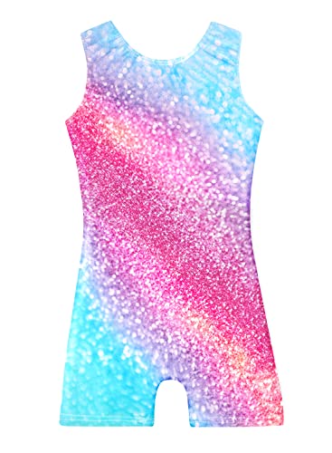 Gymnastics Leotards for 2t 3t Toddler Girls Dance Clothes Sleeveless Gymnastic Biketard Rainbow Sparkle (Sparkle Rainbow, 2-3 Years)
