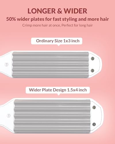 Hair Crimper for Women, Dmriektu Crimping Iron for Volumizing Fluffy Hairstyle, Crimper Hair Iron with Ceramic Hair Styling Tools for Women Girls Adjust Temp Dual Voltage Auto Off