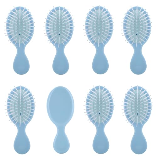 Bridesmaid Proposal Gifts 8 Pieces Mini Dry and Wet Travel Detangling Brush, Bachelorette Party Accessories, Dusty Blue