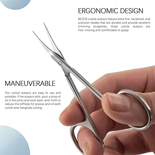 BEZOX Extra Fine Curved Cuticle Scissors, Super Thin Nail Scissors for Cutical Care Only, Professional Manicure Small Scissors, Stainless Steel CuticleTrimmer, 1 pcs