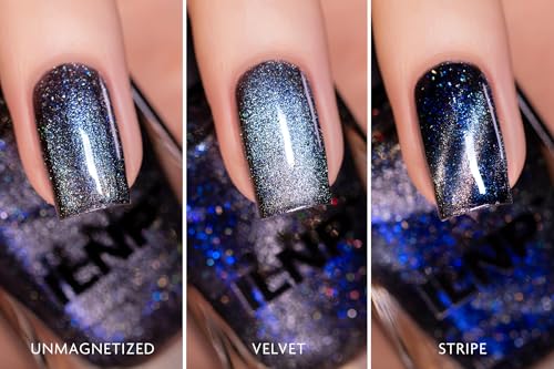ILNP Darkest Hour - Black-Based Blue Magnetic Shimmer Nail Polish - Vegan, Cruelty Free, Non Toxic