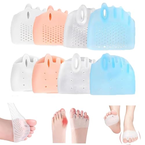 Hyggear Silicone Toe Separators for Women & Men, 4 Packs Toe Separators Bunion Corrector Cushion, Breathable Soft and Comfortable Gel Foot Cushions, Multiple Colors (4 Pairs)