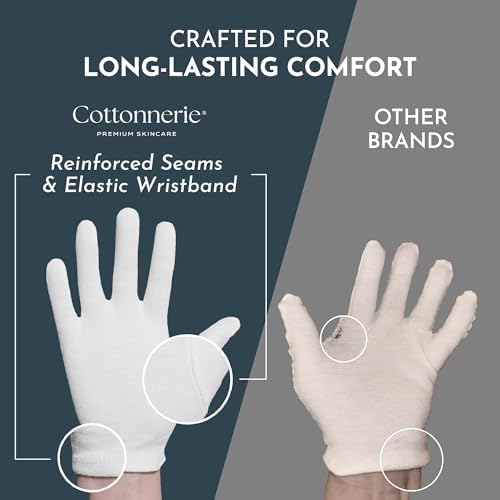 Cotton Gloves for Dry Hands Sleeping, Moisturizing Gloves Overnight, Hand Moisturizer Gloves, Moisture Gloves for Dry Hands Overnight, Sleeping Gloves, Eczema Gloves, Large 8 Pair