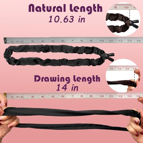 4pcs Black Adjust Satin Hair Scrunchies for Women Girls, Adjustable Hair Ties Soft Than Silk for 4c Girlie Thick Curly Natural Hair, Easy to Use Hair Accessories for Afro Puff Loc Ponytails