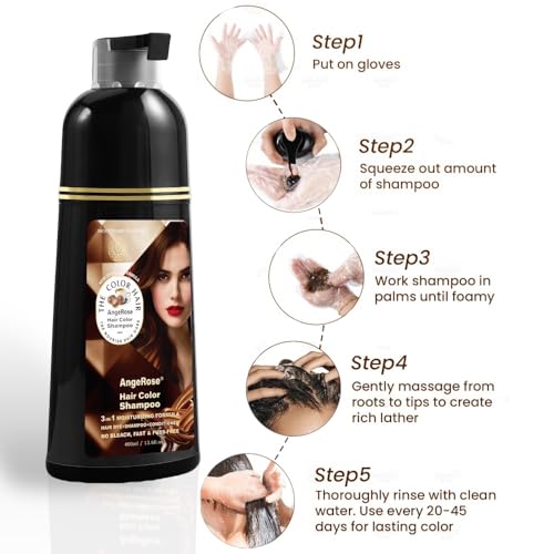 Hair Dye Shampoo 3 in 1, Instant Herb Ingrident Hair Dye to Cover Gray Hair, Long-lasting & Natual, Wine Red, 400 ML