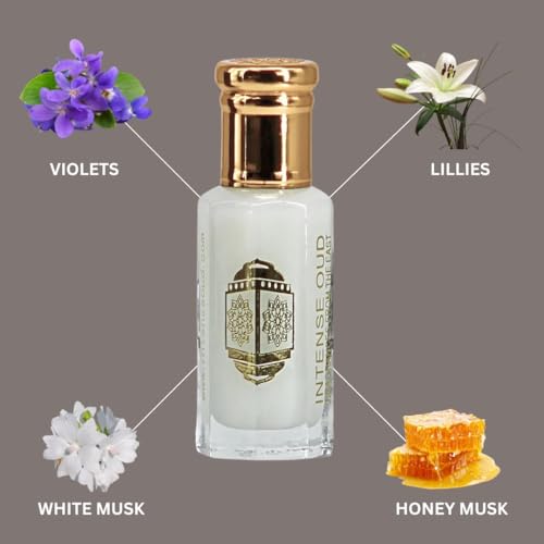 INTENSE OUD Musk Tahara Arabian Perfume Oil for Men & Women, Long Lasting Alcohol-Free Concentrated Fragrance, 12ml (0.40 oz) in Black Gift Box, White Musk & Vanilla Notes