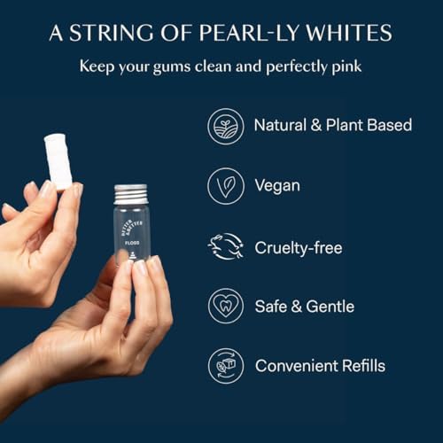 Better & Better Natural Floss in Refillable Glass Jar | Waxed & Zero Plastic Oral Care - 100% Plant-Based, Vegan, Eco and Non Toxic Dental Floss, 1 Spool