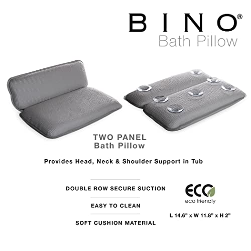 BINO | Non-Slip Cushioned Bath Pillow with Suction Cups, Silver | Spa Pillow Bath Pillows for Tub | Neck and Back Support | Bathtub Pillows | Tub Rest Accessories