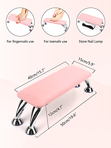 Big Arm Rest for Nails Cushion, Microfiber Leather Hand Rest for Nails Tech, Hand Rest Pillow for Nails Toenails, Detachable Nail Art Accessories Tool for Nails Tech (Pink)