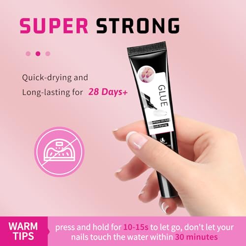 3Pcs Solid Nail Glue Gel for Press On Nail, No UV Lamp, Super Strong, Quick Drying, Semi Solid, Long Lasting, Clear/Transparent (15g x3)