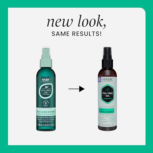 HASK Invigorating TEA TREE OIL 5-in-1 Leave In Conditioner Spray for all hair types, color safe, gluten free, sulfate free, paraben free - TEA TREE 2 PIECE SET