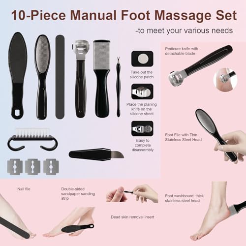 10-in-1 Electric Foot Callus Remover, Adjustable Speed Electric Callus Remover for Feet with 60 Sanding Pads, Foot Callus Remover, Heel Scraper for Cracked Heels (Rose Pink)