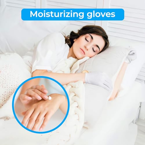 100% Cotton Gloves, 6 Pairs White Cotton Gloves for Women Dry Hands Eczema SPA Moisturizing - Work Glove for Serving Archival Coin Jewelry Inspection