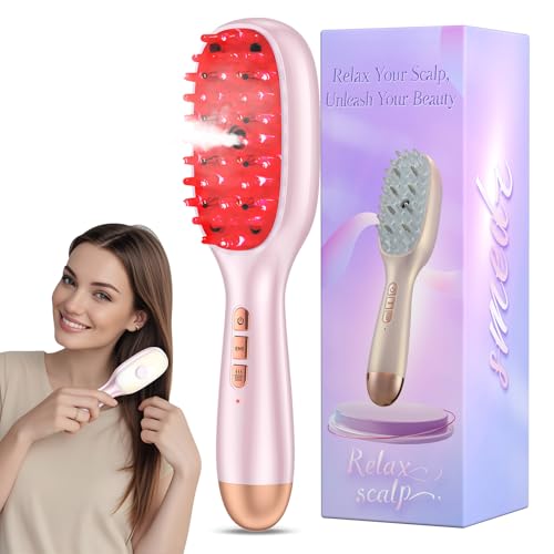 2025 New Upgraded Rechargeable 3-in-1 Scalp Massager Nano Mist Hair Oil Applicator Brush with Cooling Vibration & Hydrating Design | Effortless Detangling, Soothing Relaxation for All Hair Types