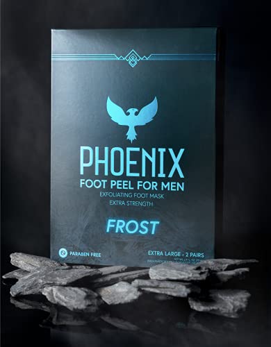 (Pack of 2) Phoenix Foot Peel for Men - Extra Large - Extra Strength - Menthol - Exfoliating Dry Feet Treatment - Callus Remover - Paraben Free