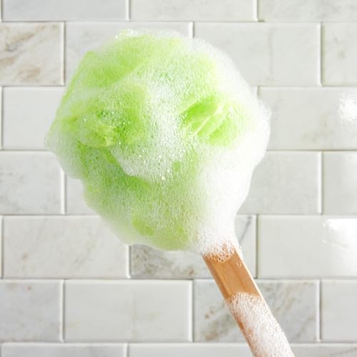 4 Pack Back Scrubber for Shower with Long Handle, Loofah on a Stick for Exfoliating, 4 Assorted Colors, 16 in - Body Scrubber - Loofah with Handle