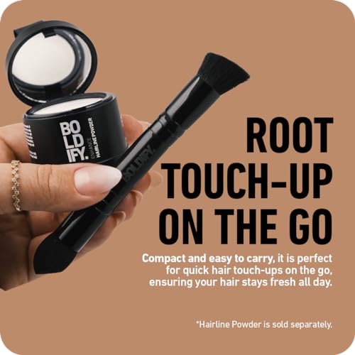 BOLDIFY Dual-Ended Hairline Powder Brush - Precision Makeup Brush Set with Sponge Tip for Seamless Blending - Ideal as a Concealer Brush, Hair Contour Brush, and Root Touch Up