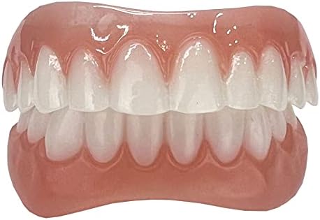 Instant Smile Comfort Fit Flex Teeth - Upper and Lower Matching Set, Bright White Shade! Fix Your Smile at Home Within Minutes!