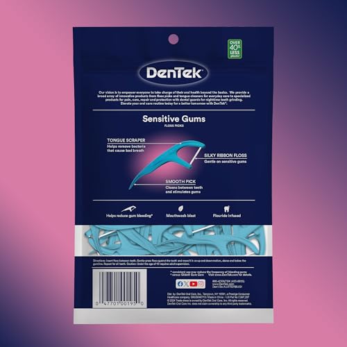 DenTek Comfort Clean Sensitive Gums Floss Picks, Soft & Silky Ribbon, 150 Count, 3 Pack