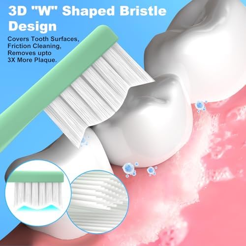 10 Pack Toothbrush Heads Compatible with Suri Electric Toothbrush, Replacement Brush Head Refill, Green