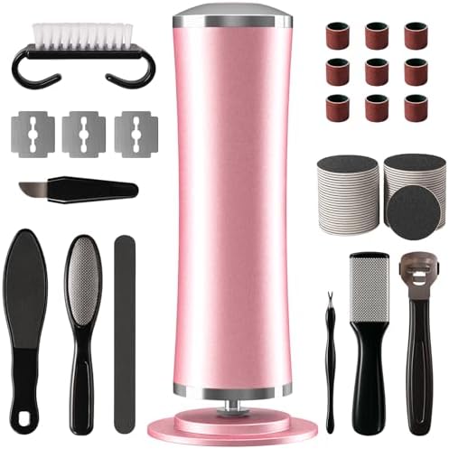 10-in-1 Electric Foot Callus Remover, Adjustable Speed Electric Callus Remover for Feet with 60 Sanding Pads, Foot Callus Remover, Heel Scraper for Cracked Heels (Rose Pink)