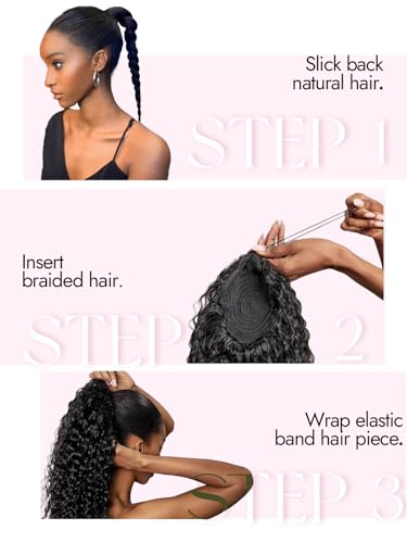 Isaic Ponytail Extension 8 Inch Short Wavy Curly Ponytails Drawstring Ponytail for Black Women Jet Black Pony Tails Hair Extensions Synthetic Hairpiece for Daily Use