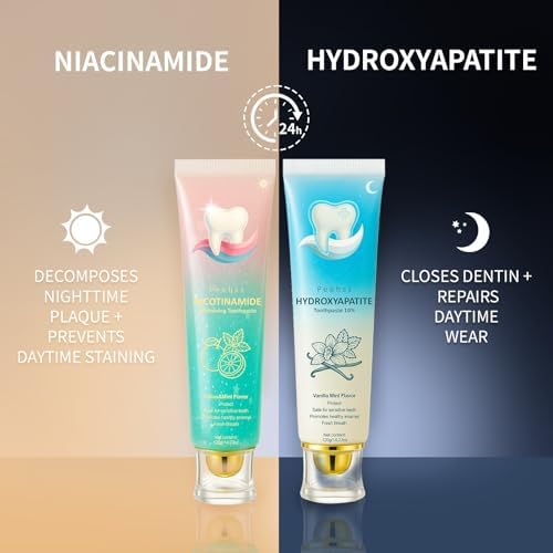 Hydroxyapatite Toothpaste 10% + Niacinamide Whitening - Enamel Repair & Gum Care, Nano Hydroxyapatite for Sensitivity Relief, Fluoride-Free Fresh Breath 4PCS (4)