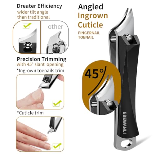 Ingrown Toenail Removal Kit, 6PCS Stainless Steel Toe Nail Kit, Straight Edge Oblique and Curved Slanted Nail Clippers Cutters for Ingrown Nails, Professional Pedicure Tool at Home