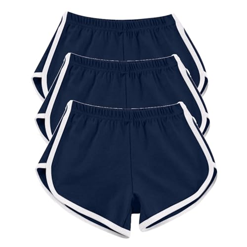3 Pack Athletic Shorts for Women Multipack Running Shorts Elastic Waist Biker Shorts Plus Size Workout Gym Shorts Navy