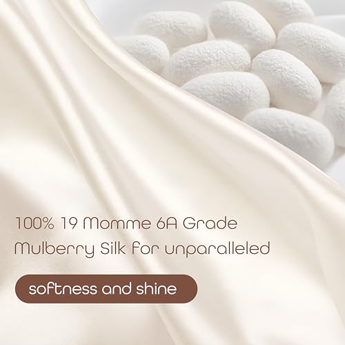 100% Mulberry Silk Sleep Bonnet, Double Layer Silk Turban, Shower Cap, 8 Colors (Silver Bonnet With Adjustable Strap)