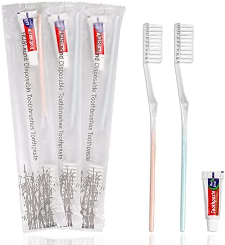30 Pack Disposable Toothbrushes with Toothpaste, Individually Wrapped Bulk Medium Soft Bristle Tooth Brush Manual Travel Toothbrush Kit Bulk, White, 0.5 kilograms