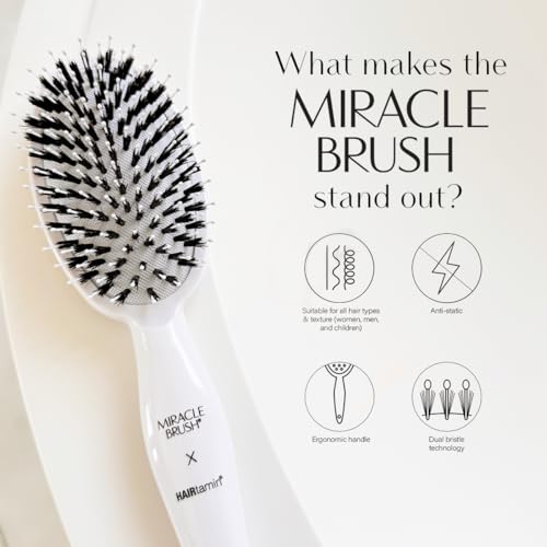 Hairtamin Hair Brush for All Hair Types | Paddle Brush for Blow Drying, Detangling, and Straightening | Anti-Static, Lightweight, and Ergonomic Design | Hair Brush for Men, Women, Kids, and Pets