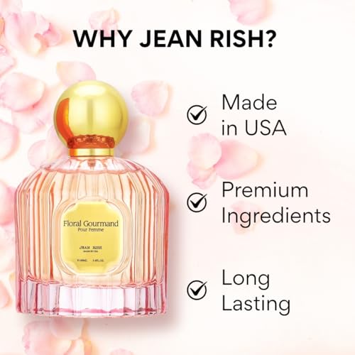 Jean Rish Floral Gourmand Perfume for Women, Eau De Parfum (3.4 Fl Oz / 100ml) with Vanilla Orchid, Rose & Brown Sugar Notes - Long Lasting and Luxury Fragrance