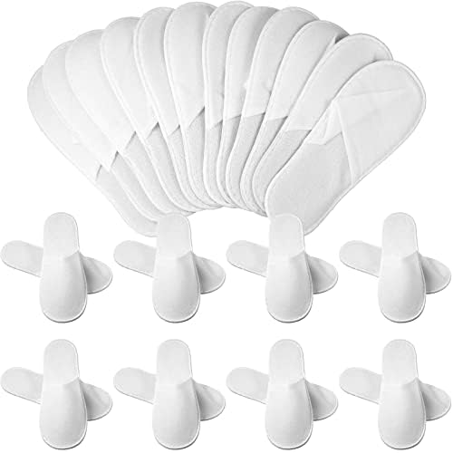 Jecery 40 Pairs Disposable House Slippers for Guests Bulk Slipper Pack for Hotel Spa Travel Shoeless Home White Closed Toe