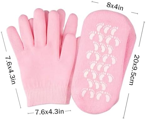 4 PCS Moisturizing Gloves and Socks, Gel Spa Moisturizing Therapy Sock ＆ Glove, Soften Repairing Dry Cracked, Hands Feet Skin Care, Effective in Repair Dry and Chapped Hands and Feet Skin Care(Small)