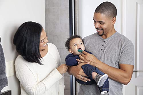 Brilliant Baby Finger Toothbrush - Silicone Gum Massager and Teether Brush for Infant and Toddler, 3 Months Old and Up, Gum and Tooth Cleaner, for Teething Relief- Oral Care, Blue/Clear, 2 (Pack of 2)