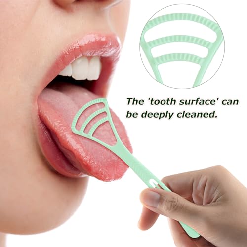 100 Counts Disposable Tongue Scraper with Dental Picks, Plastic Tongue Scrubber,BPA Free Tongue Cleaner Scrapers, Reduce Bad Breath and Fresh Breath(Green)