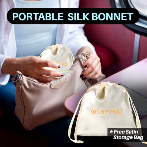 100% Mulberry Silk-Bonnet for Sleeping Women/Men for Curly/Thin/Short/Medium/Braids Hair, Real Silk Wrap Bonnet for Sleeping, Silk Sleep Night Cap for Hair Care, Peacock Blue