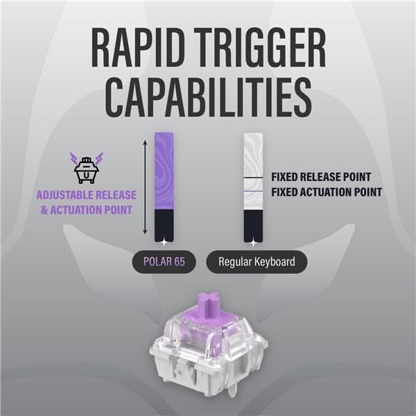 ARBITER Polar 65 -CNC Magnetic Gaming Keyboard w Rapid Trigger, Hall Effect Switches, CNC Aluminum Frame, Rapid Trigger, 65% Compact, Bright RGB, Dual-Shot PBT Keycaps - Black Panda