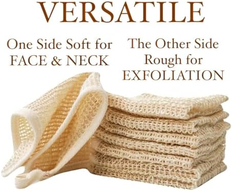 (3) 100% Natural Sisal washcloth. Exfoliating Organic loofah for a Smoother Skin. 100% Biodegradable. Anti-Cellulite + Stimulates Circulation & Energy - (3 Pcs)