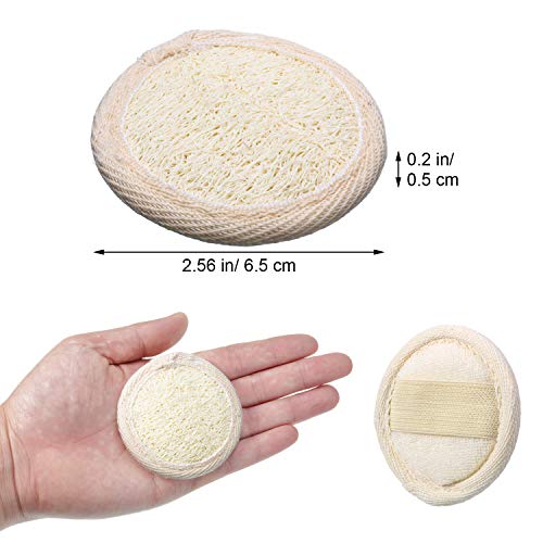 24 Pieces Exfoliating Loofah Pad Facial Body Scrubber Round Bath Shower Loofah Sponge Pad Natural Exfoliating Scrubber Brush Close to Skin for Men Women Shower Bath and Spa(6.5 x 6.5 cm)