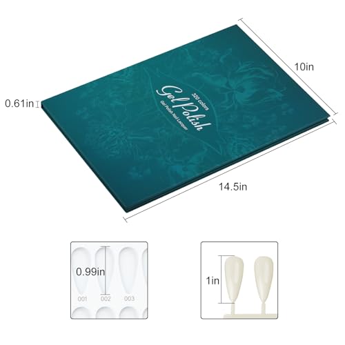 320 Nail Color Book,Nail Color Display Book with 480 Nail Tips & 1-400 Number Labels,Professional Nail Color Swatches Book for UV Gel Polish Nails Art Design(Green)