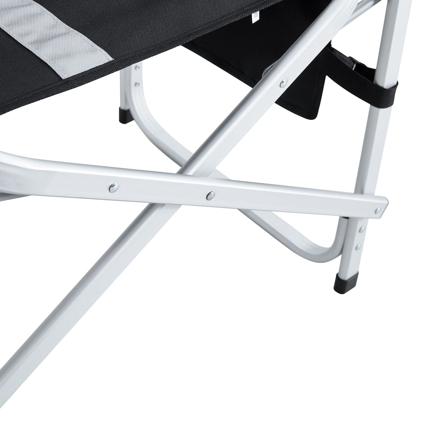 1-piece Padded Folding Outdoor Chair with Side Table and Storage Pockets; Lightweight Oversized Directors Chair for indoor; Outdoor Camping; Picnics and Fishing; Black/Grey Black+ Gray