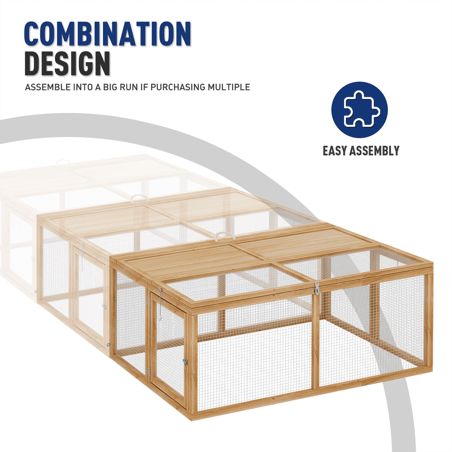 BEZT Foldable Chicken Coop Rabbit Hutch Indoor/Outdoor, Chicken Coop Rabbit Hutch Pet Cage Wood Small Animal Poultry Cage,45.5 x 42.5 x 20 Inch, No Assembly Required(Natural)