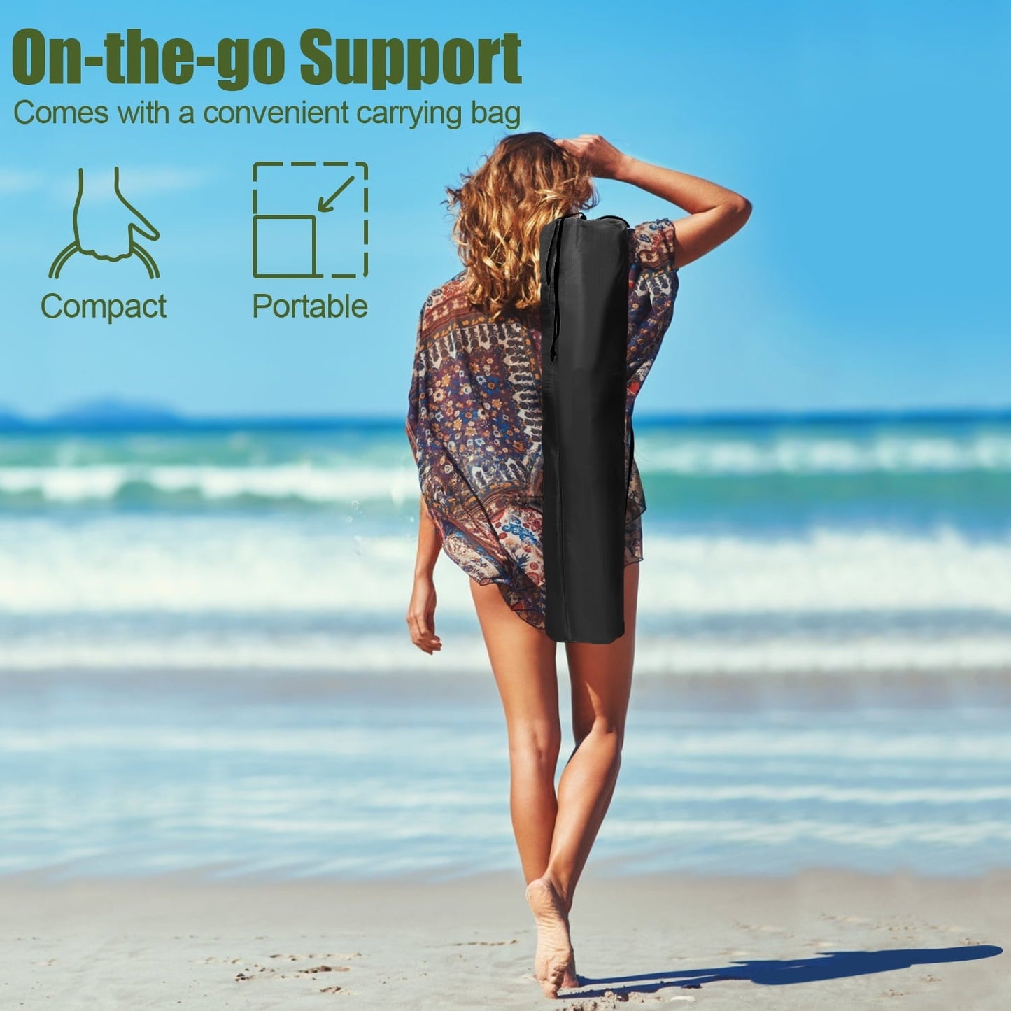 Hasteel Folding Beach Chair for Adults, Low Seat Camping Chair with High Back, Wide Seat Chair with Cup Holder & Carry Bag, Heavy Duty Portable Chair for Outdoor Picnic Travel (2 Pack of Black)