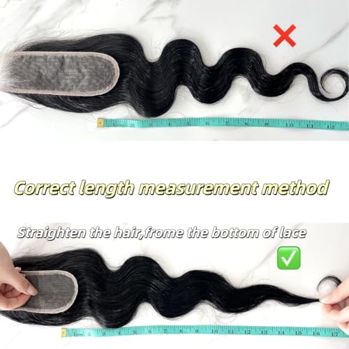 2x6 HD Lace Closure Body Wave Human Hair Transparent 2 by 6 HD Lace Closure 14Inch 100% Brazilian Virgin Unprocessed Middle Part Human Hair Kim K Closure With Baby Hair Natural Color