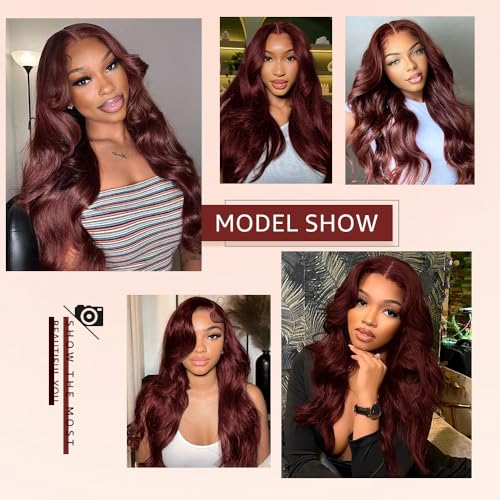 28 Inch Reddish Brown Lace Front Wigs Human Hair Pre Plucked 200 Density Body Wave Lace Frontal Wig Human Hair 13x4 HD Lace Brown wig human hair with baby hair
