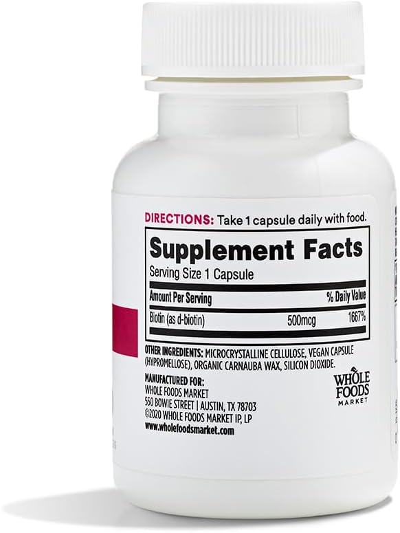 365 by Whole Foods Market, Biotin Vegetarian Capsules, 500 MCG, 60 CT